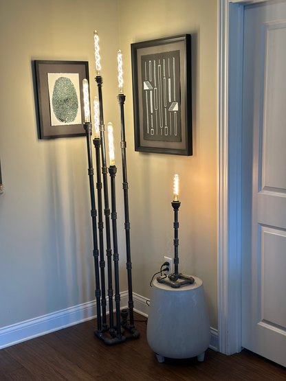 BUNDLE - Bamboo floor lamp and Bamboo single table lamp