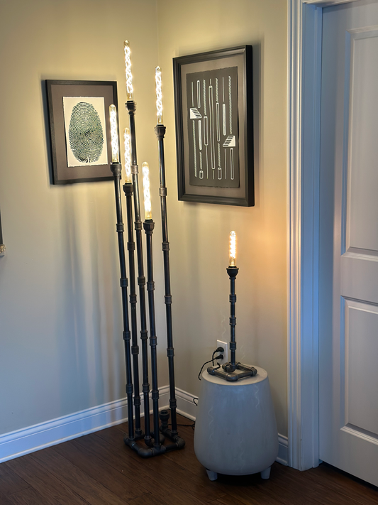 BUNDLE - Bamboo floor lamp and Bamboo single table lamp